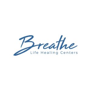 Breathe Life Healing Centers logo with the word "Breathe" in large, blue, cursive script and "Life Healing Centers" in smaller, blue, uppercase letters below it.